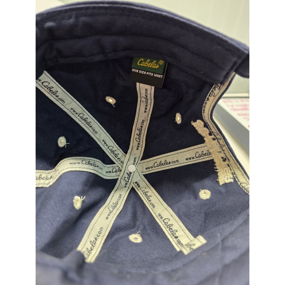 Vintage Cabela's Spellout Navy Blue Baseball Cap World's Foremost Outfitter - Picture 8 of 8